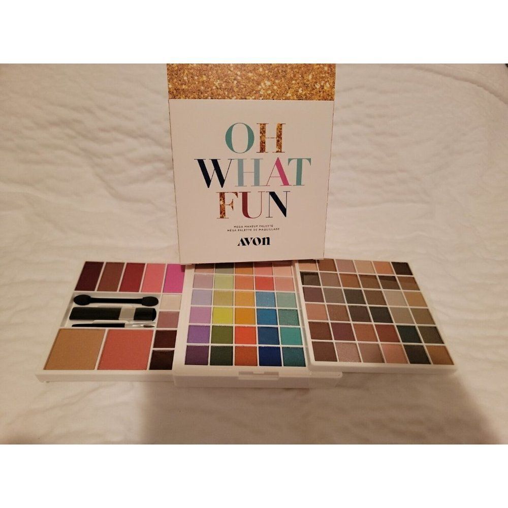 Avon Mega Makeup Palette Oh What Fun Eye Shades Blushes Lip Glosses Highlighters